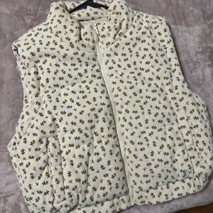 Corduroy Cropped Floral Vest
